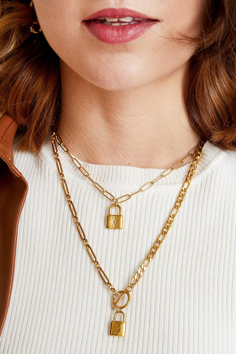 Cute Lock Necklace - Gold