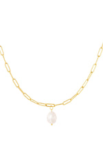White Pearl Necklace - Gold