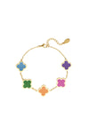 Multicolors Clovers Bracelet - Gold