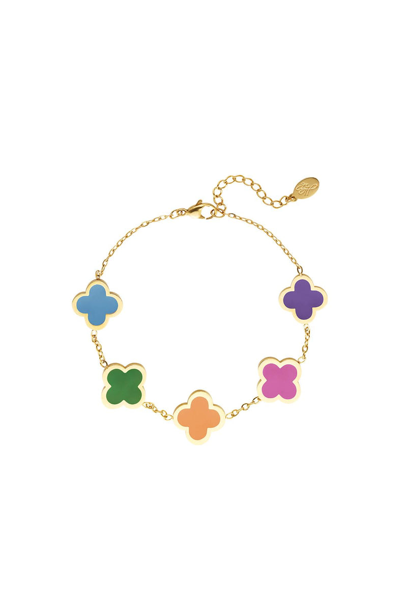 Multicolors Clovers Bracelet - Gold