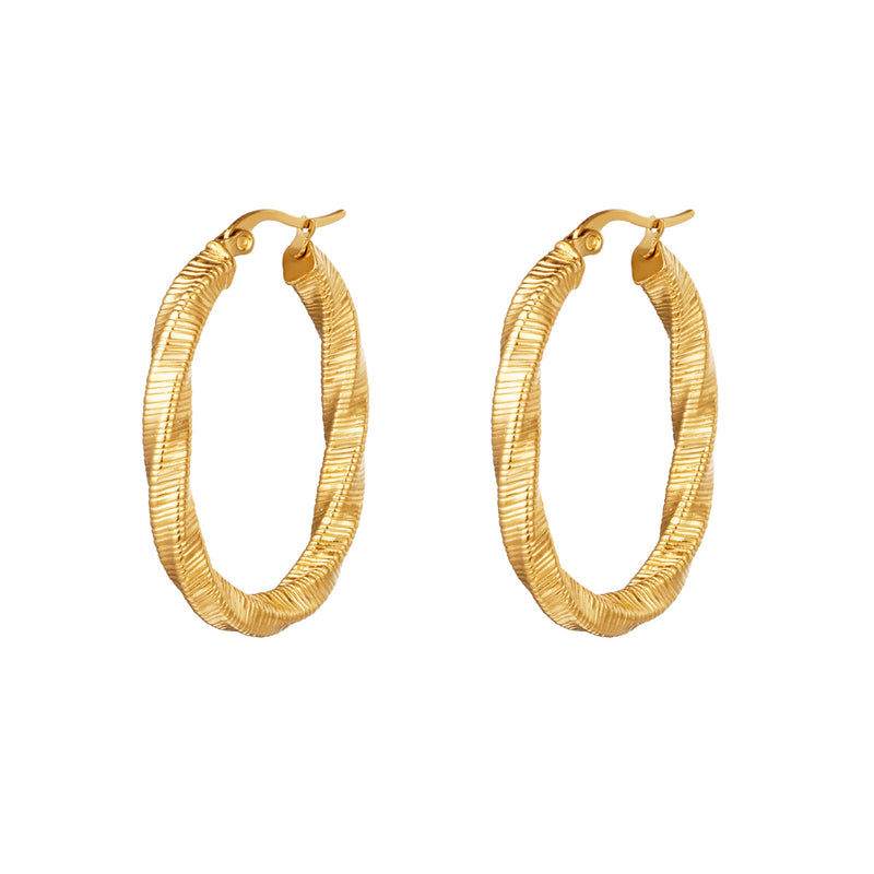 Oval Twisted Earrings  - Gold