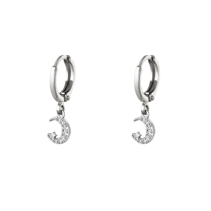 Moon Star Earrings - Silver