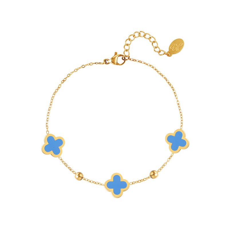 Blue Clovers Bracelet - Gold