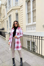 Checked Cardigan Long Leah - Pink